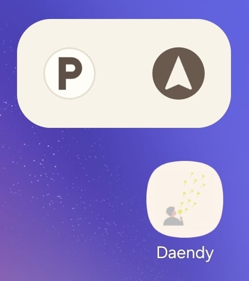 Widget Daendy sur l'écran d'accueil du smartphone